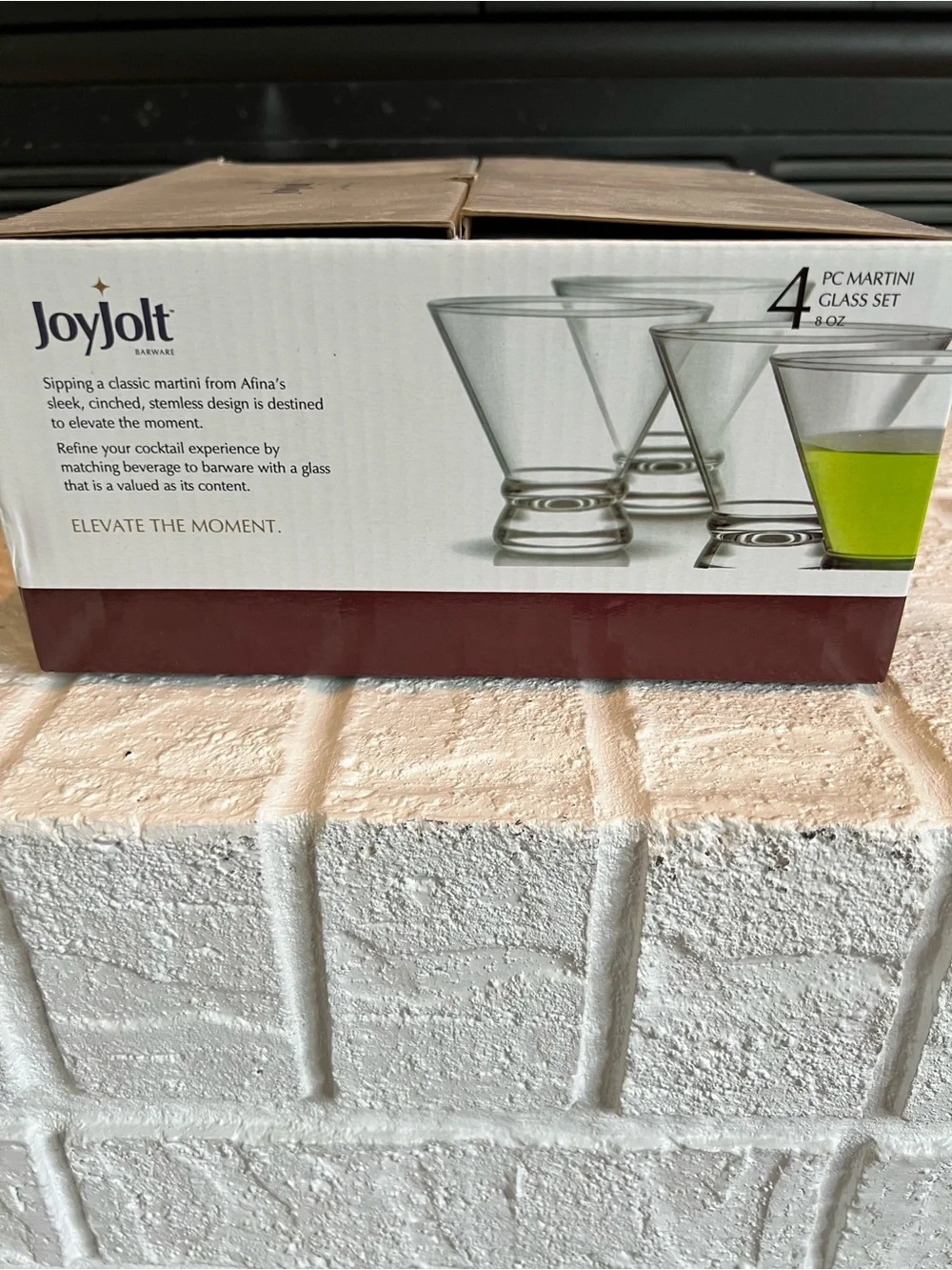 JoyJolt Afina Stemless Martini Glasses – 4 Pc Set, 8 oz (New in Box)